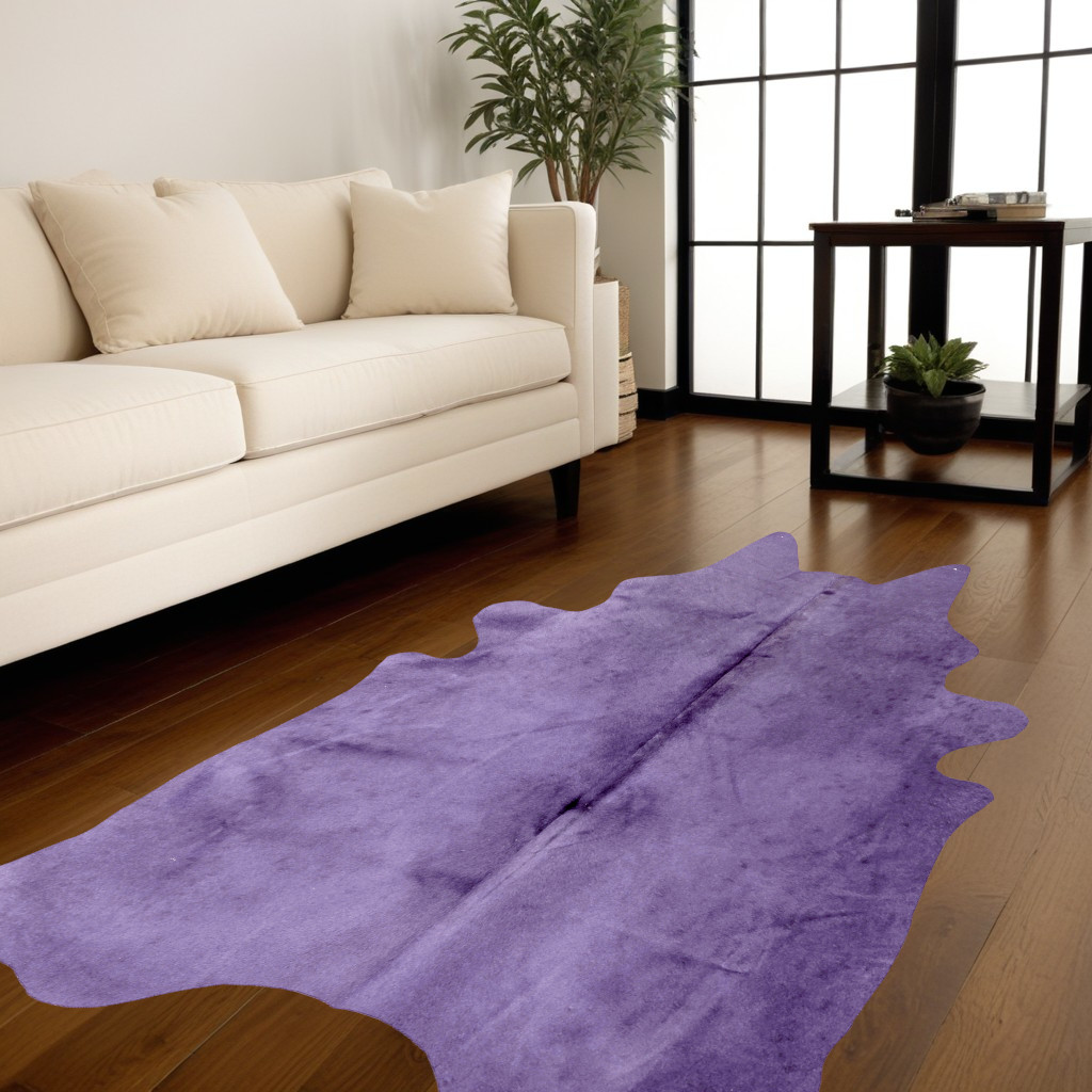 6' x 7' Purple Cowhide Cowhide Area Rug-316712-1