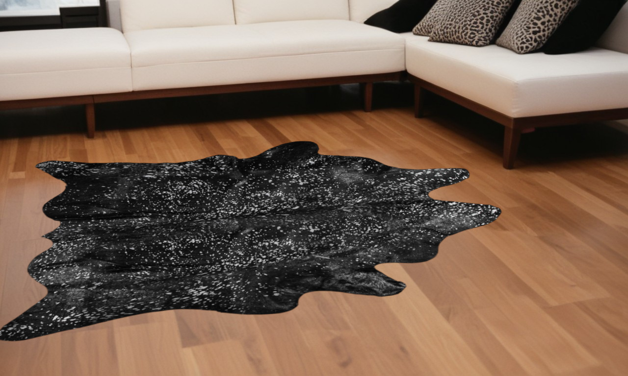72" X 84" Black And Gold Cowhide - Area Rug-316716-1