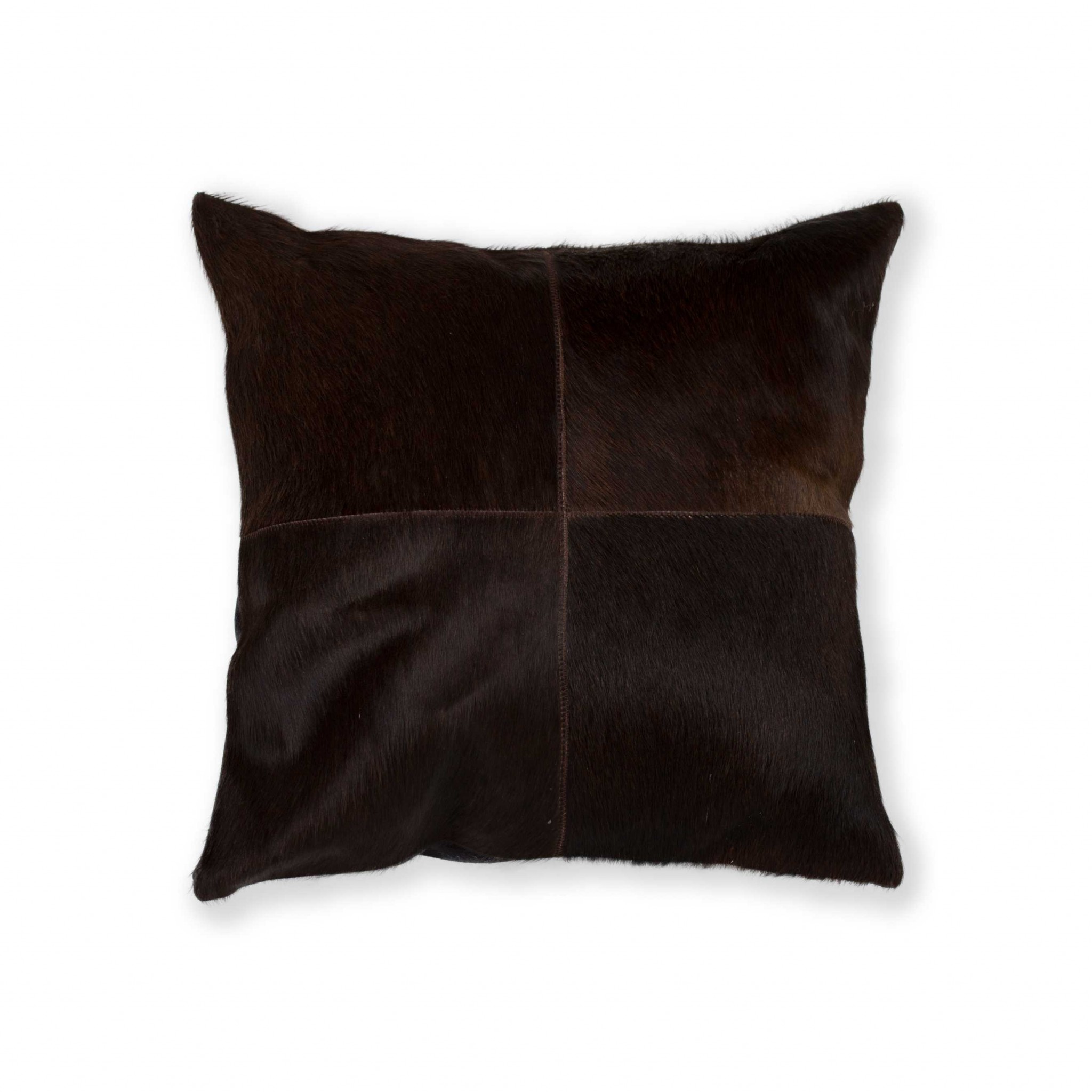 18" Chocolate Brown Cowhide Throw Pillow