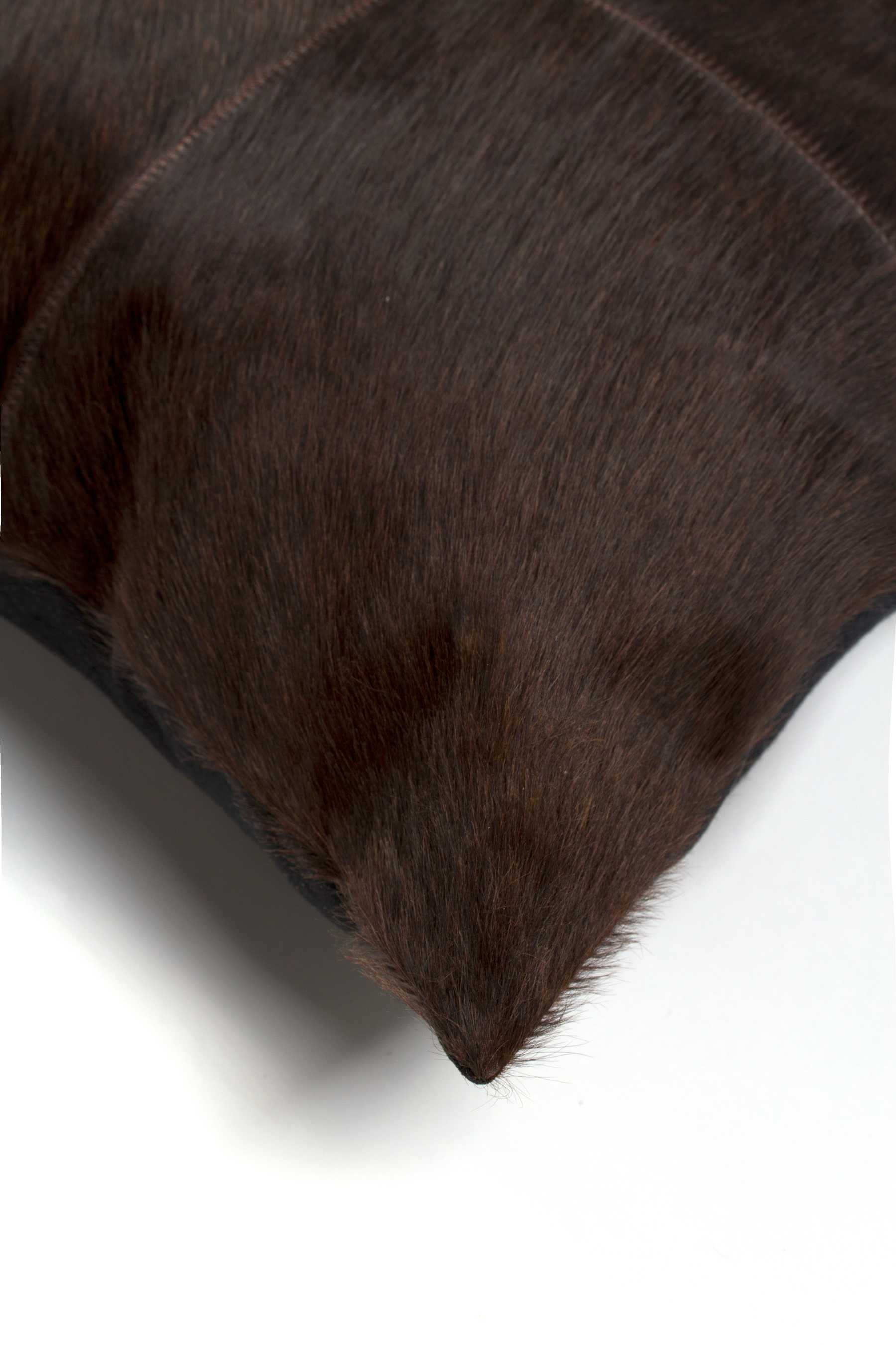 18" Chocolate Brown Cowhide Throw Pillow