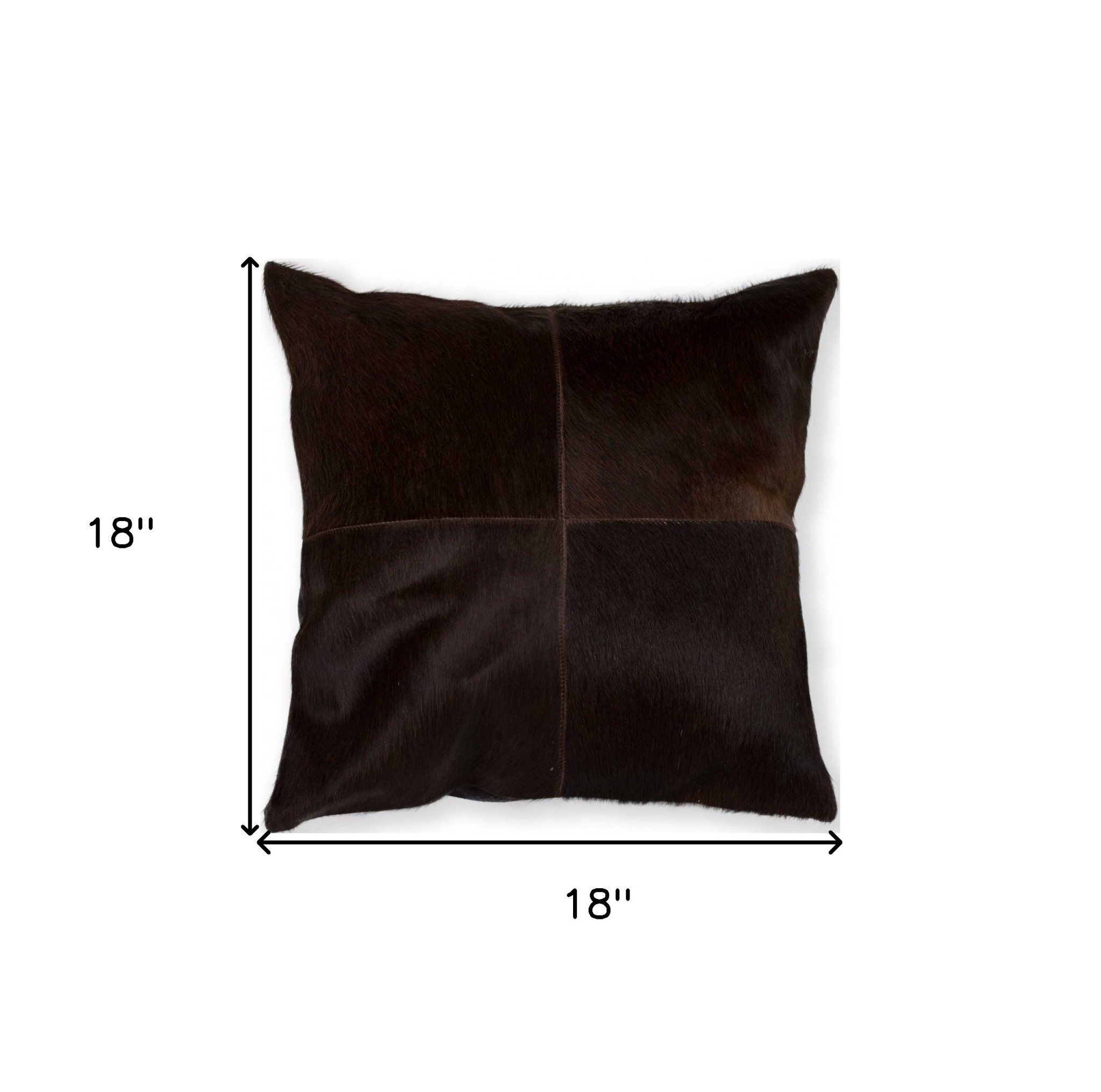 18" Chocolate Brown Cowhide Throw Pillow