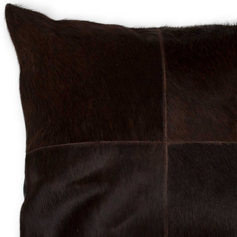 18" Chocolate Brown Cowhide Throw Pillow