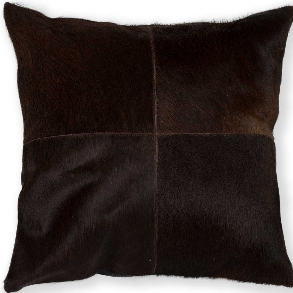 18" Chocolate Brown Cowhide Throw Pillow