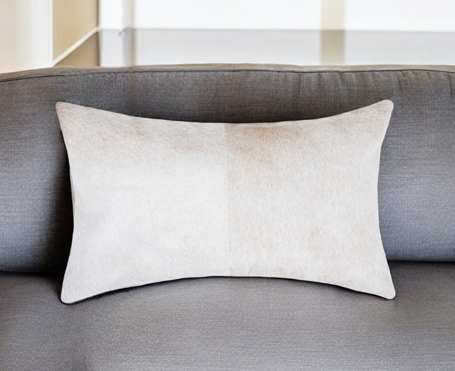 12" X 20" Natural Cowhide Lumbar Throw Pillow-316860-1
