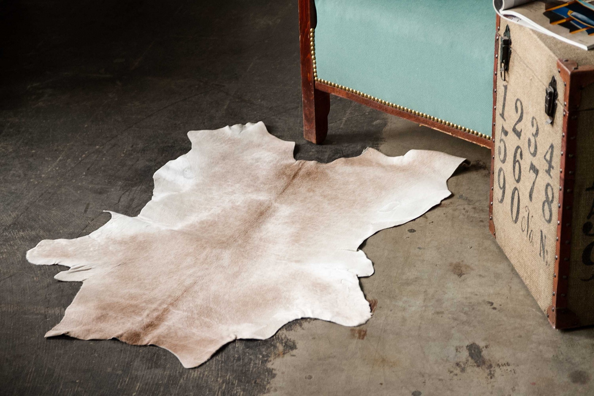 2" X 3" Natural Cowhide Hand Woven Area Rug