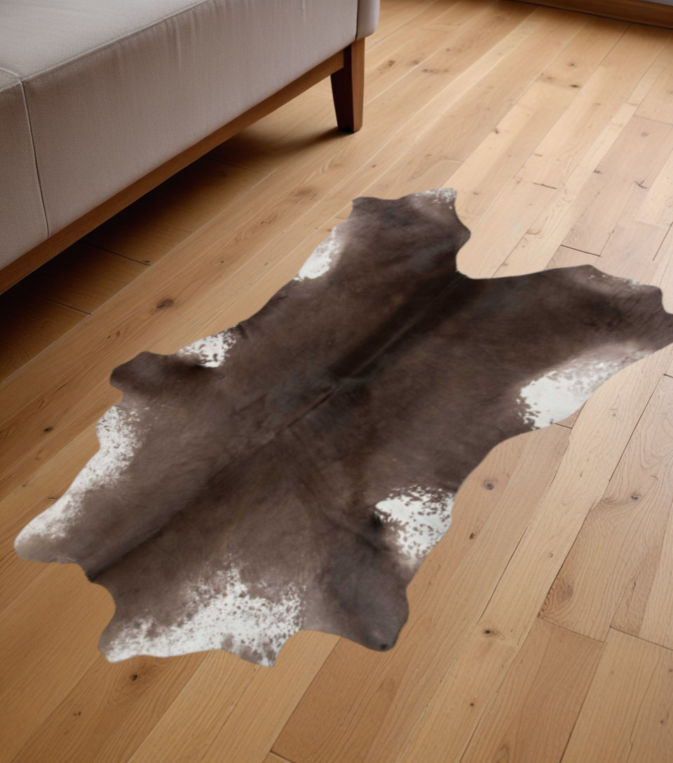 2" X 3" Taupe And White Calfskin - Area Rug