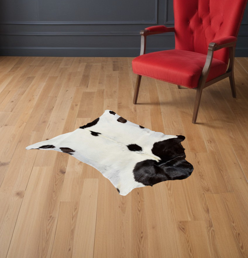 2' X 3' Natural Black And White Calfskin Area Rug-316980-1