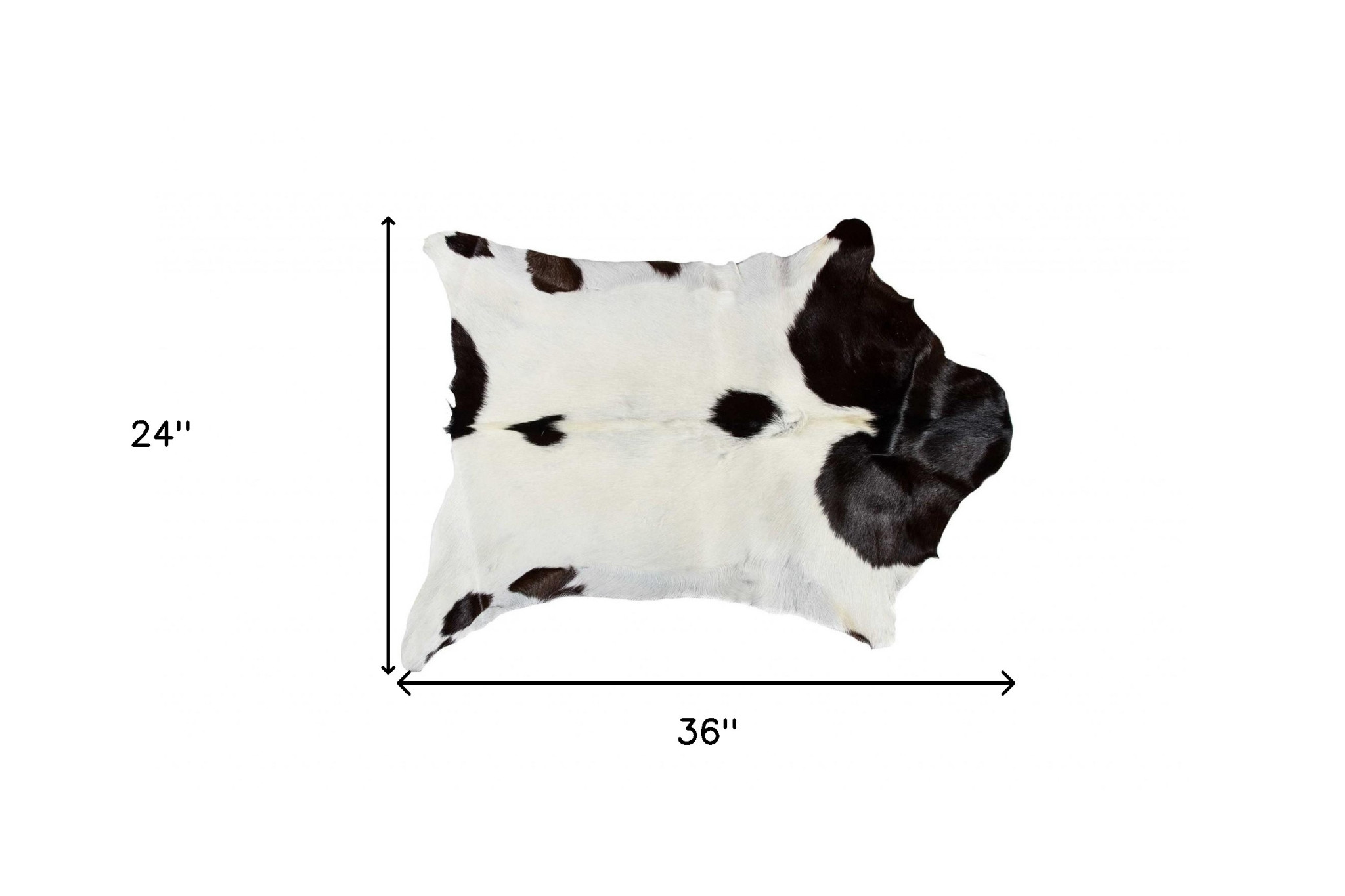 2" X 3" Natural Black And White Calfskin Area Rug