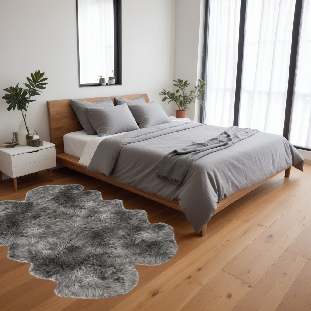 48" X 72" Gray Quattro Sheepskin Wool Area Rug-317030-1