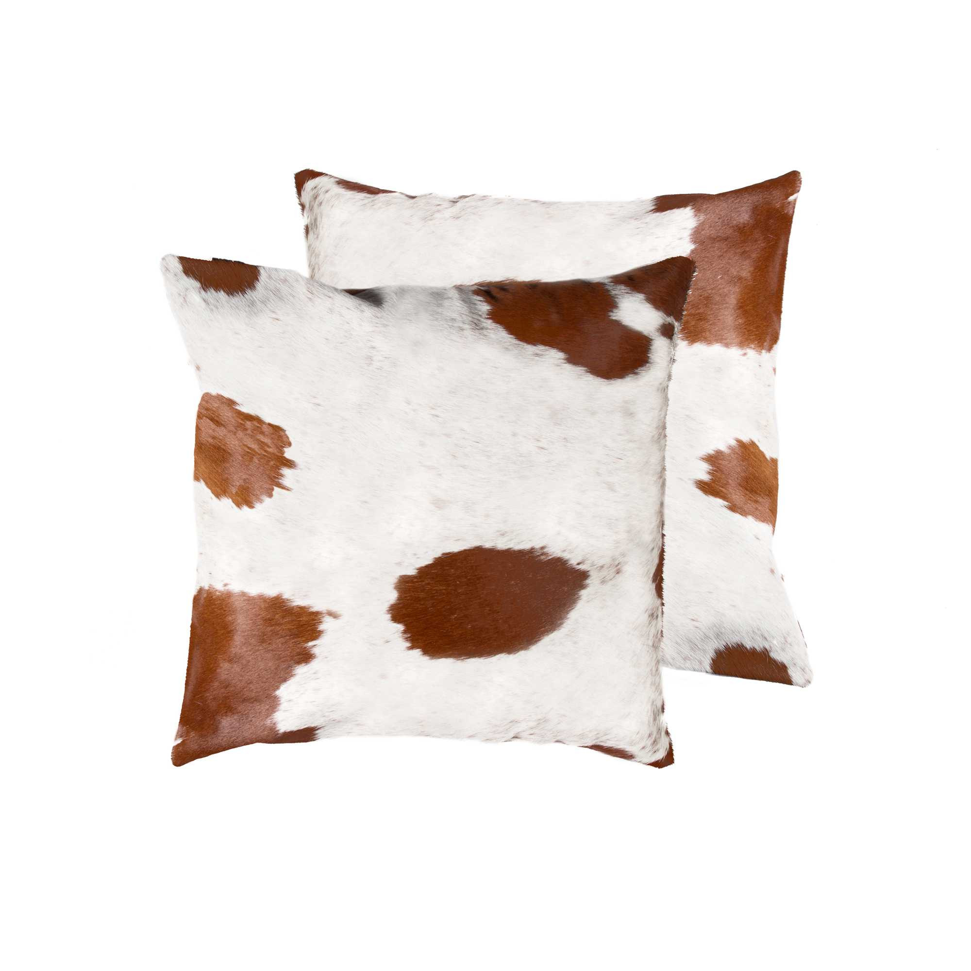 18" X 18" X 5" White And Brown Cowhide  Pillow 2 Pack-317126-1