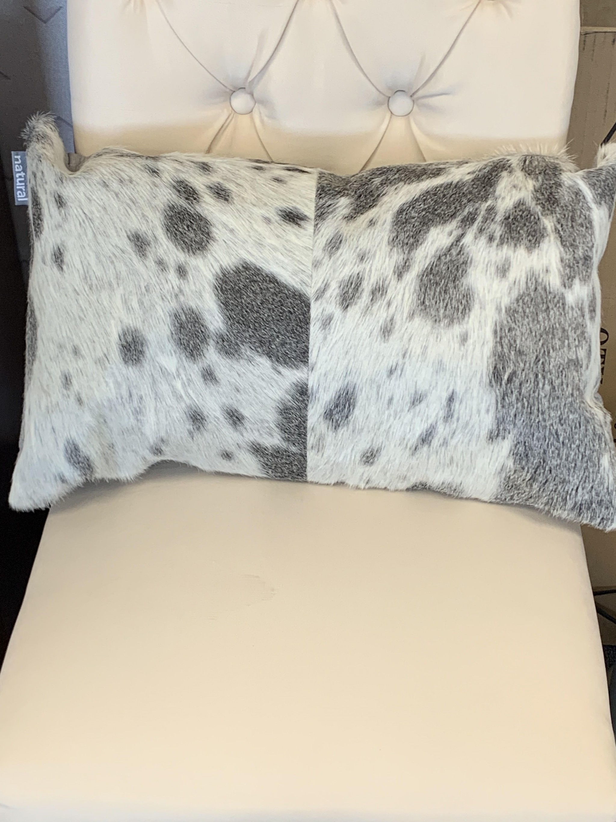 12" x 20" x 5" Gray And White, Cowhide - Pillow 2-Pack