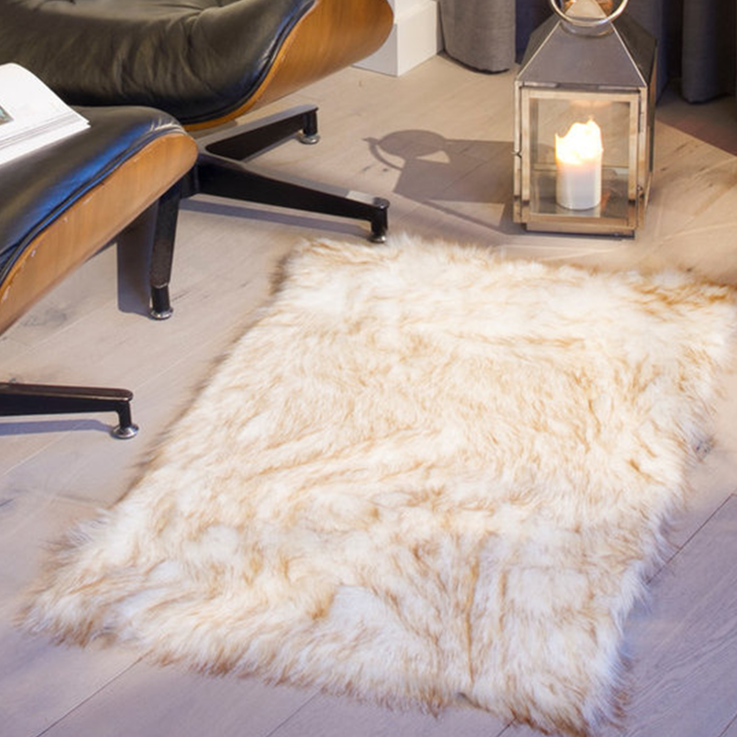 24" X 36"  Gradient Brown Faux Sheepskin Area Rug