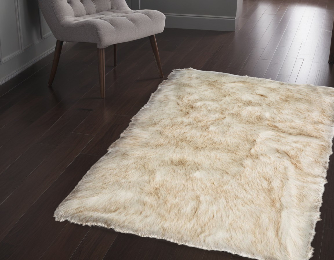 24" X 36"  Gradient Brown Faux Sheepskin Area Rug-317163-1