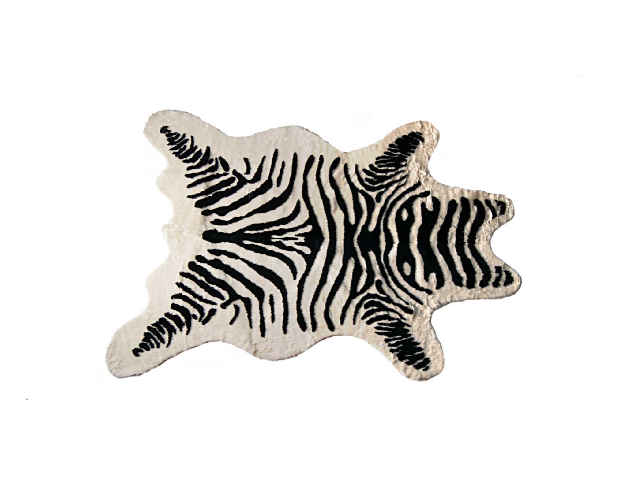 5" X 7" Black and White Faux Cowhide Zebra Print Area Rug