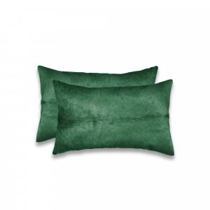 12" x 20" x 5" Verde Cowhide  Pillow 2 Pack