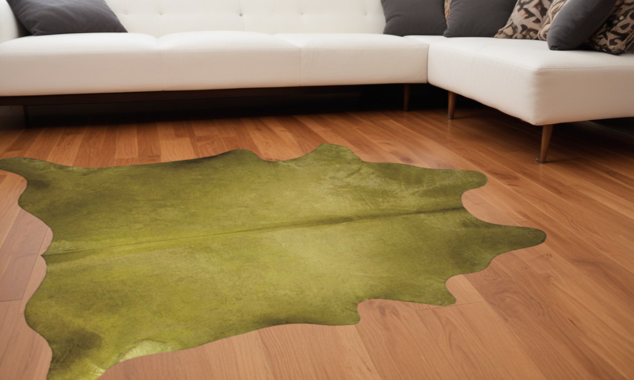 60" X 84" Lime Cowhide - Area Rug-317308-1