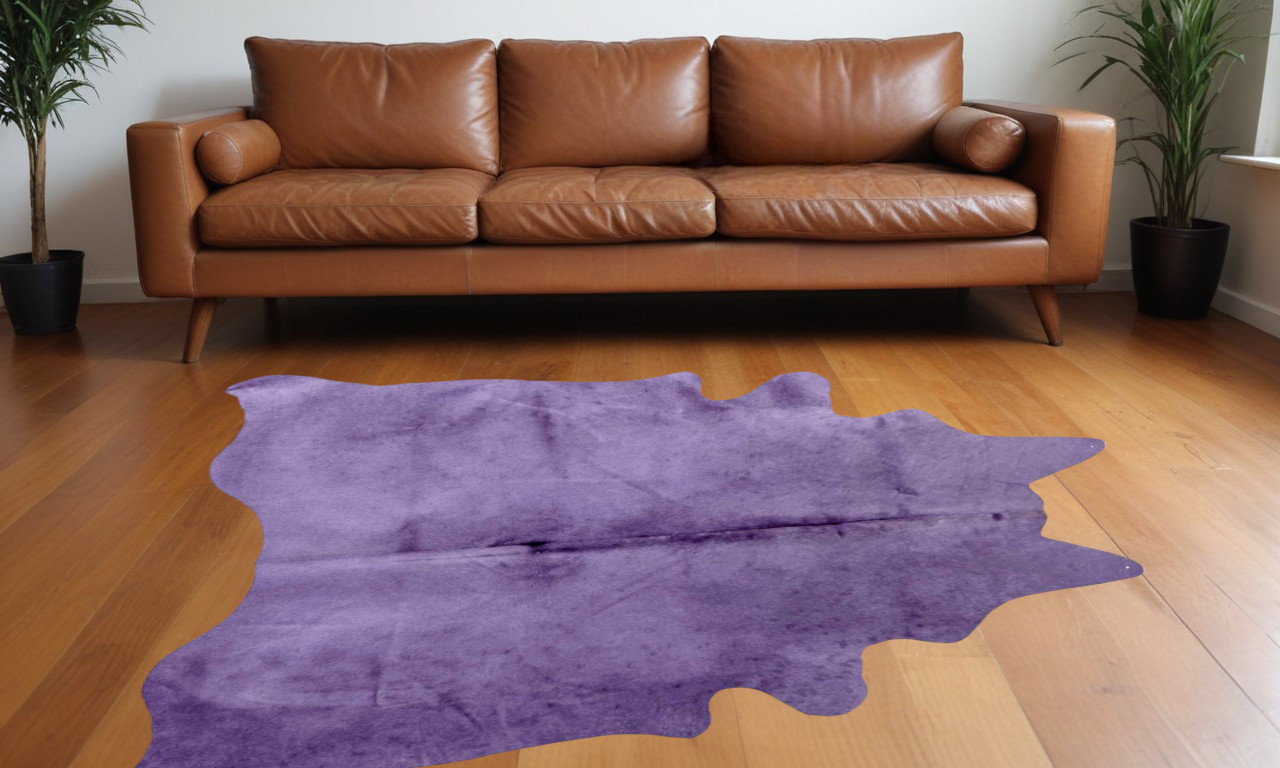 5' X 7' Purple Cowhide Hand Tufted Area Rug-317311-1