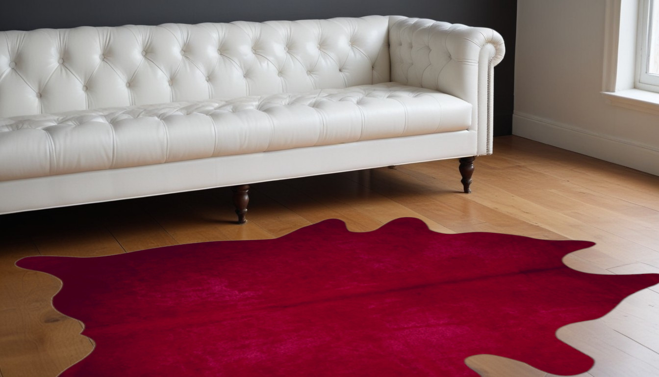 5' X 7' Burgundy Cowhide Area Rug-317312-1