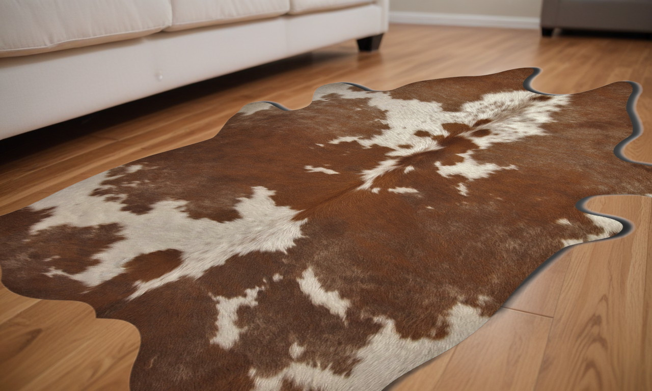 60" X 84" Brown And White Cowhide - Area Rug-317316-1