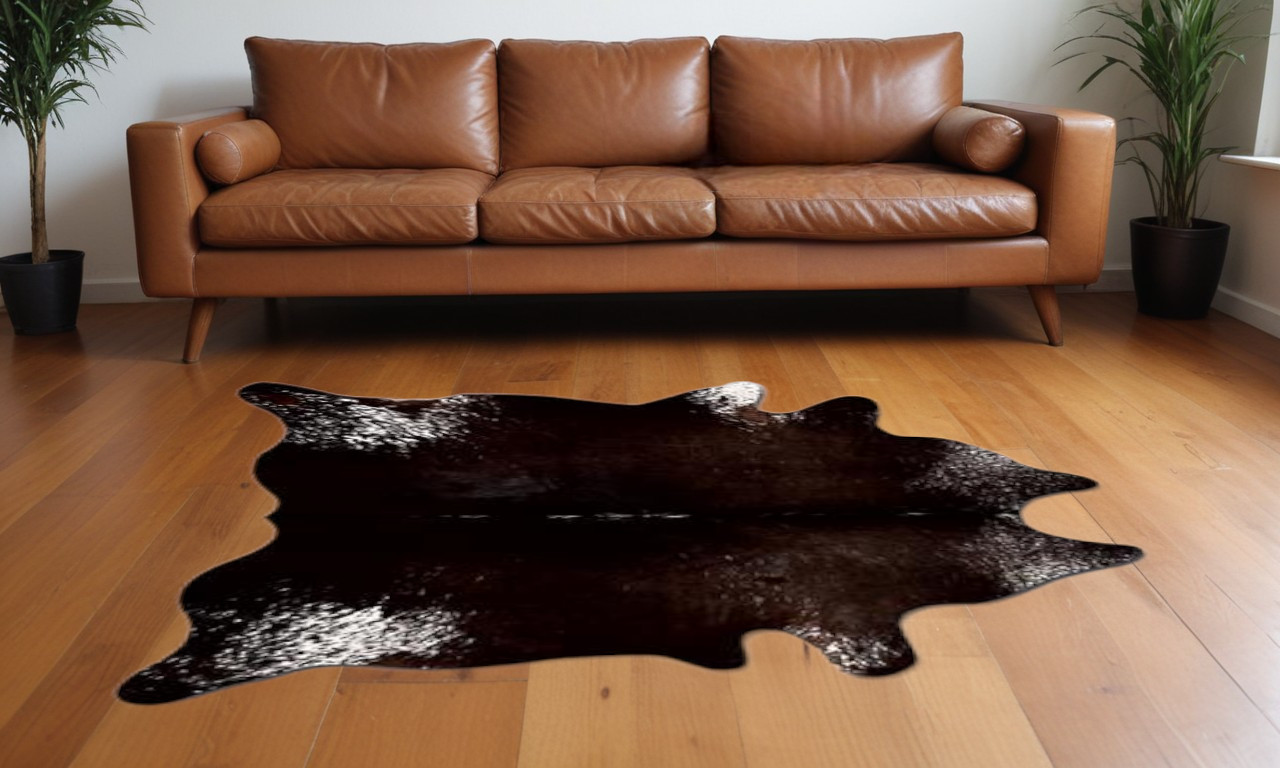 60" X 84" Chocolate And White Cowhide - Area Rug-317321-1