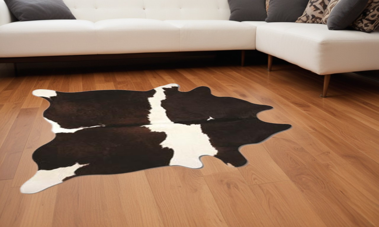 60" X 84" Chocolate And White Cowhide - Area Rug-317323-1