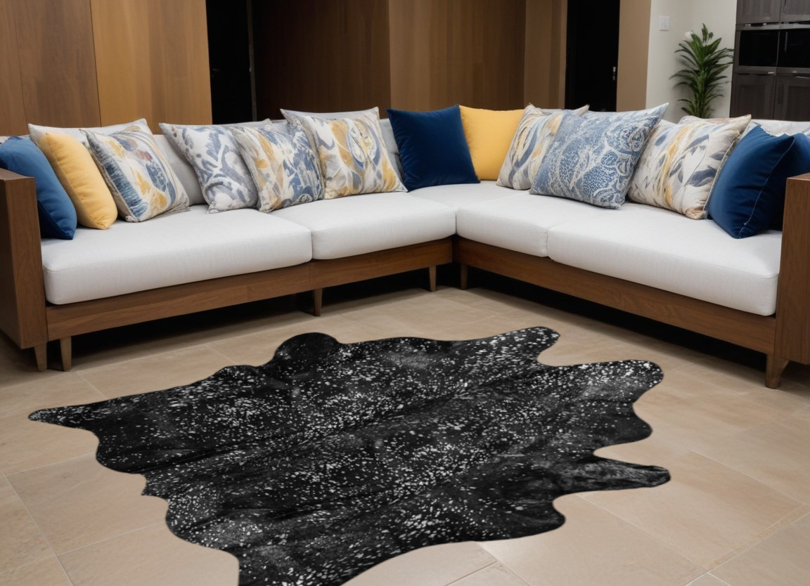 5' X 7' Black And Silver Cowhide Area Rug-317325-1