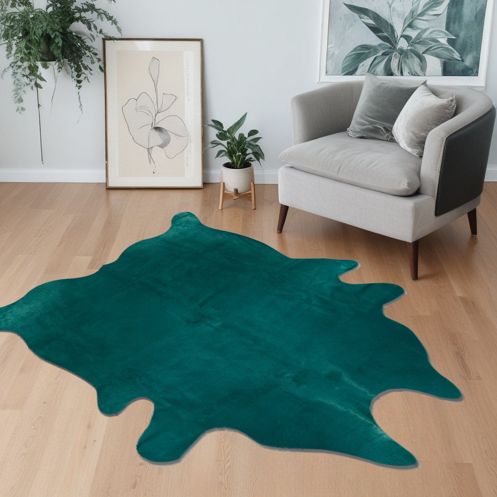 5' X 7' Green Cowhide Area Rug-317334-1