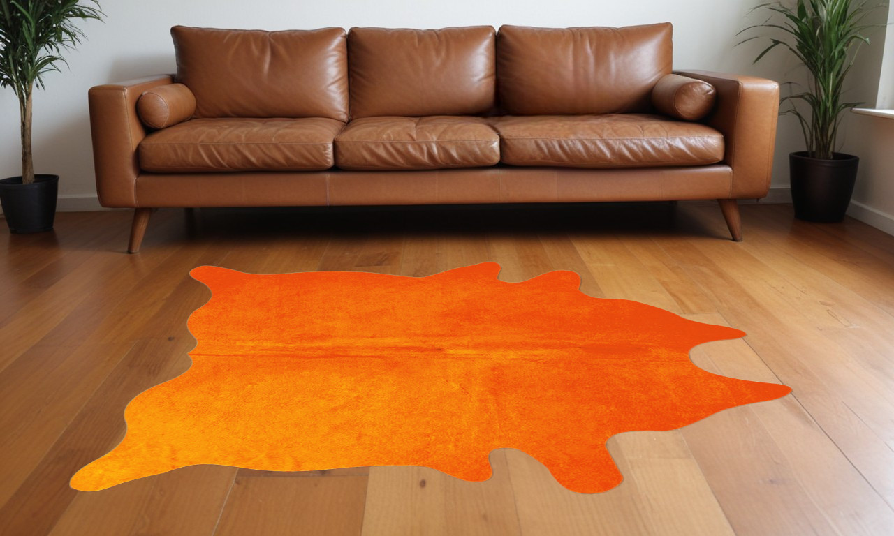 5' X 7' Orange Cowhide Area Rug-317335-1