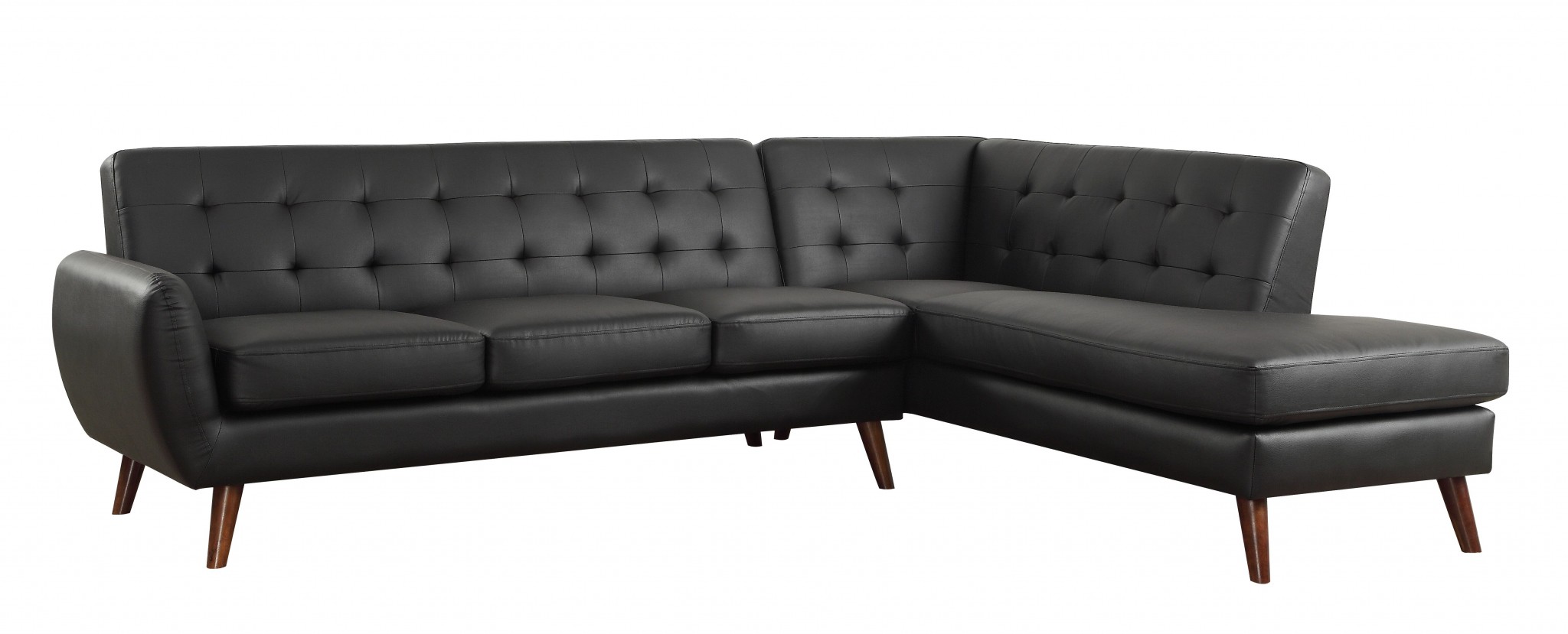 111" X 80" X 33" Black PU Sectional Sofa