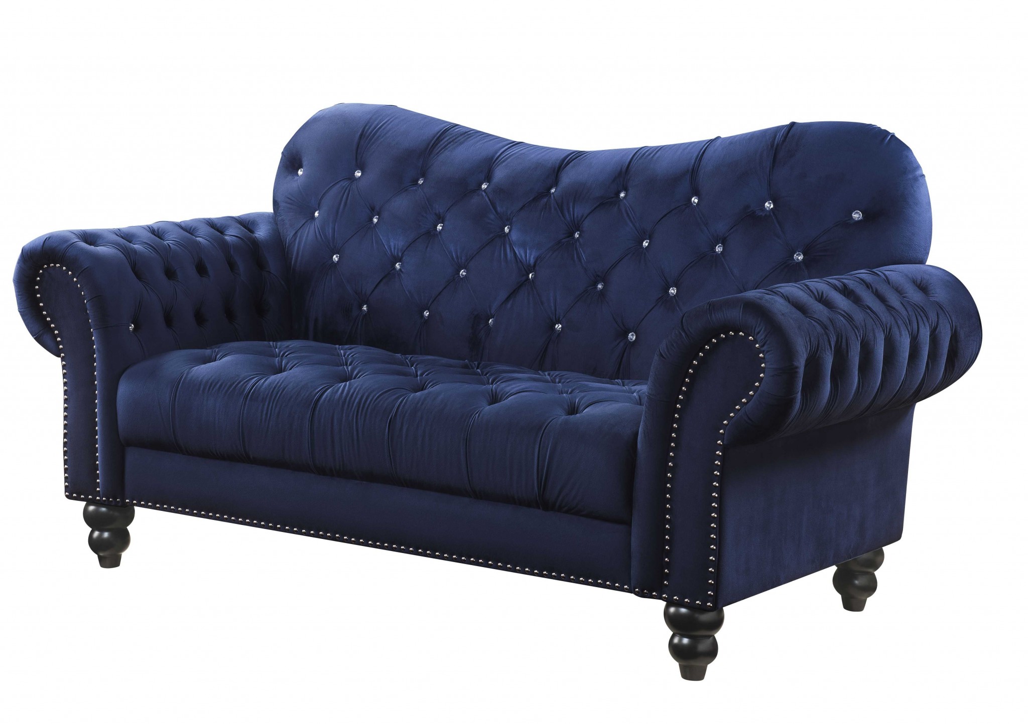 76" X 37" X 39" Navy Velvet Loveseat