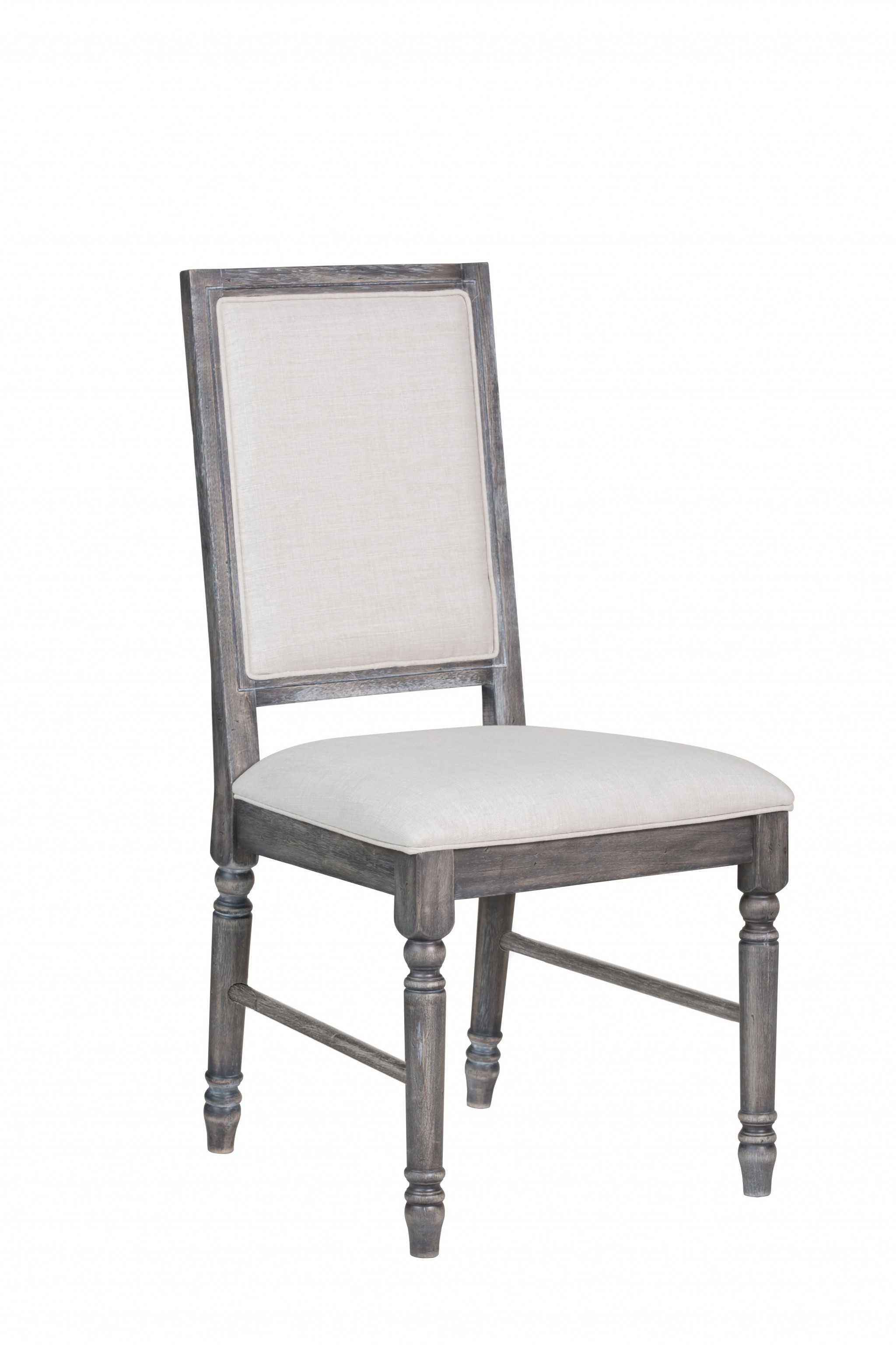 20" X 22" X 40" 2pc Light Cream Linen And Weathered Gray Side Chair