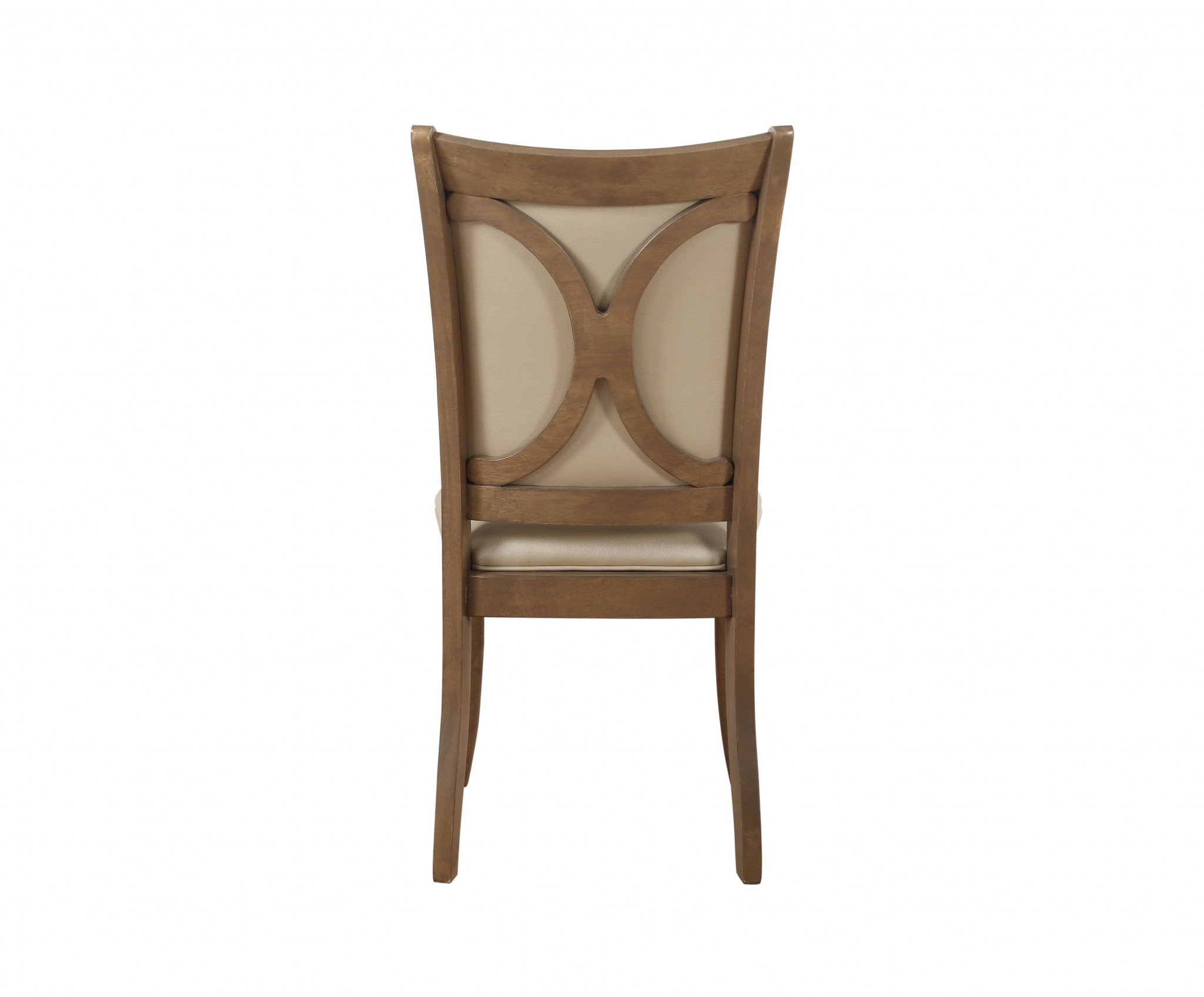 23" X 19" X 40" 2pc Beige Leatherette And Gray Oak Side Chair