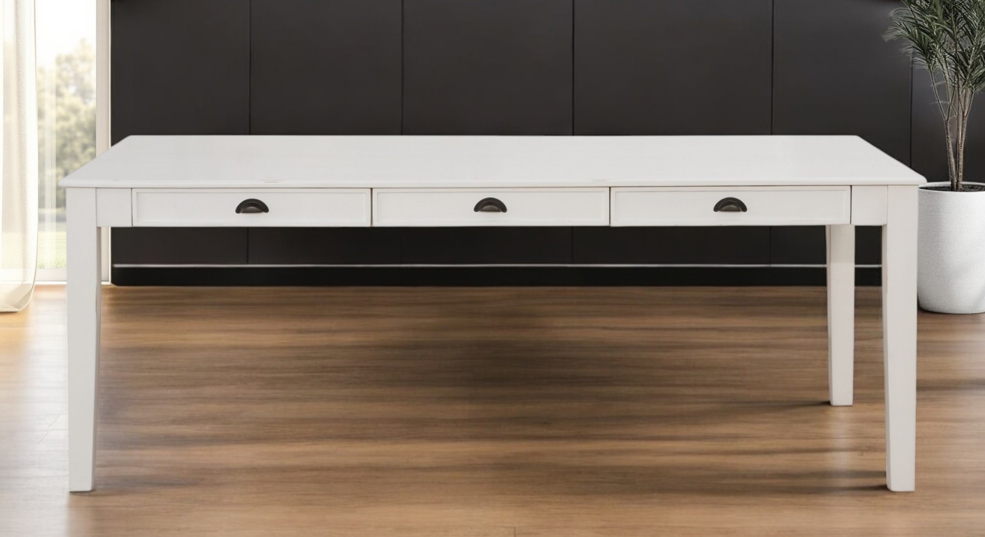 78" White Solid Wood Dining Table-318942-1