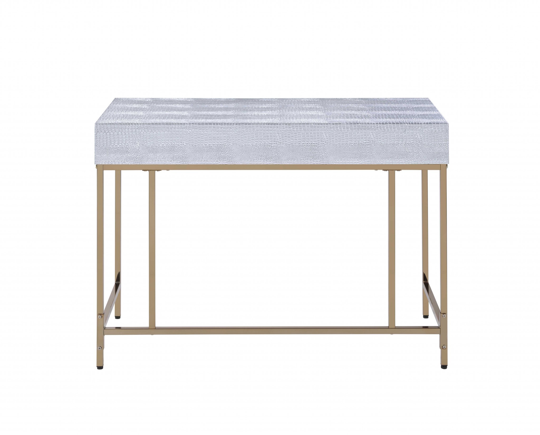 43" X 19" X 32" Champagne And Silver Metal Tube Desk