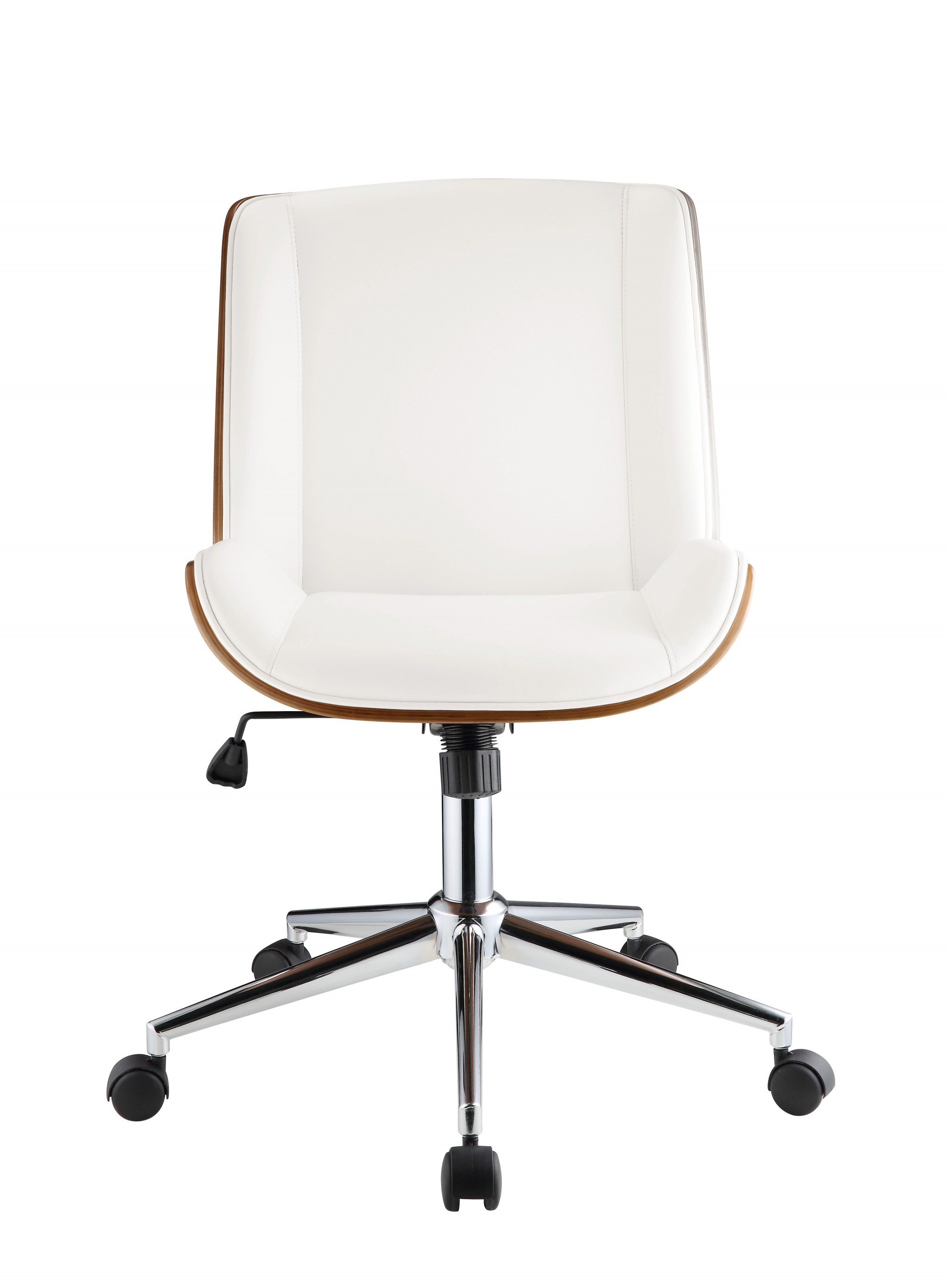 21" X 25" X 3438" White Leatherette And Walnut Office Chair
