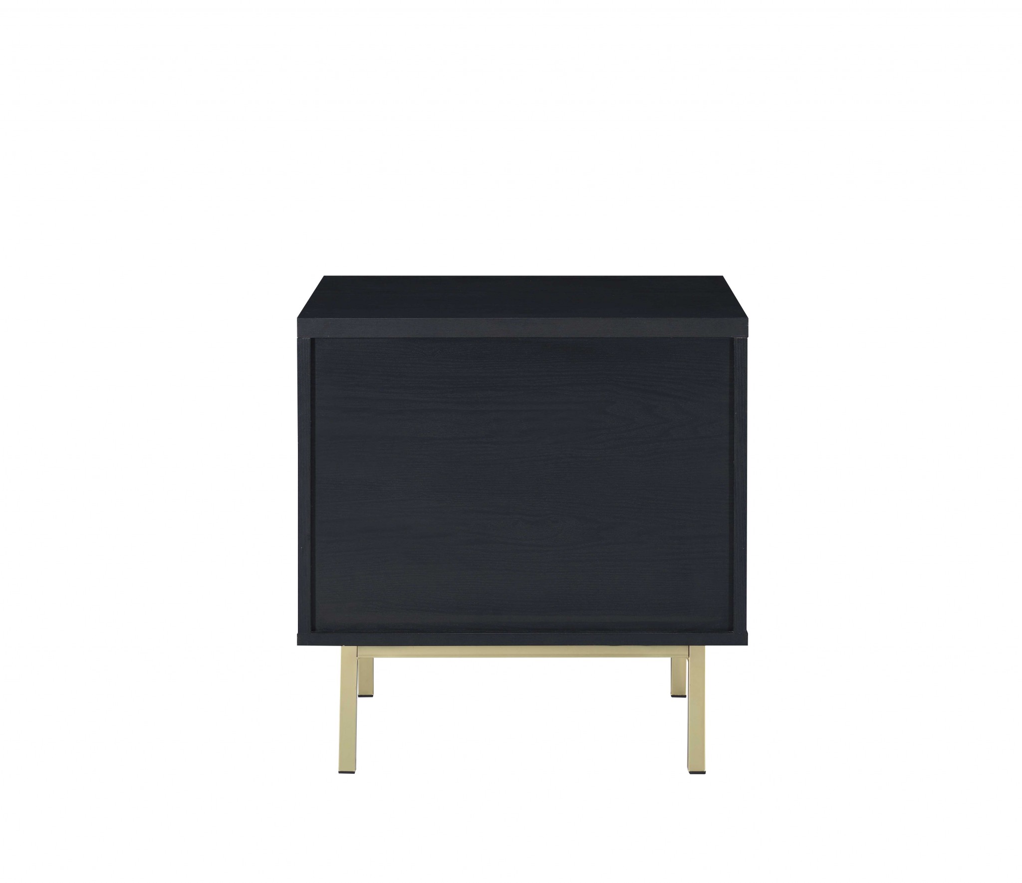 21" X 16" X 22" Black And Brass Metal Nightstand