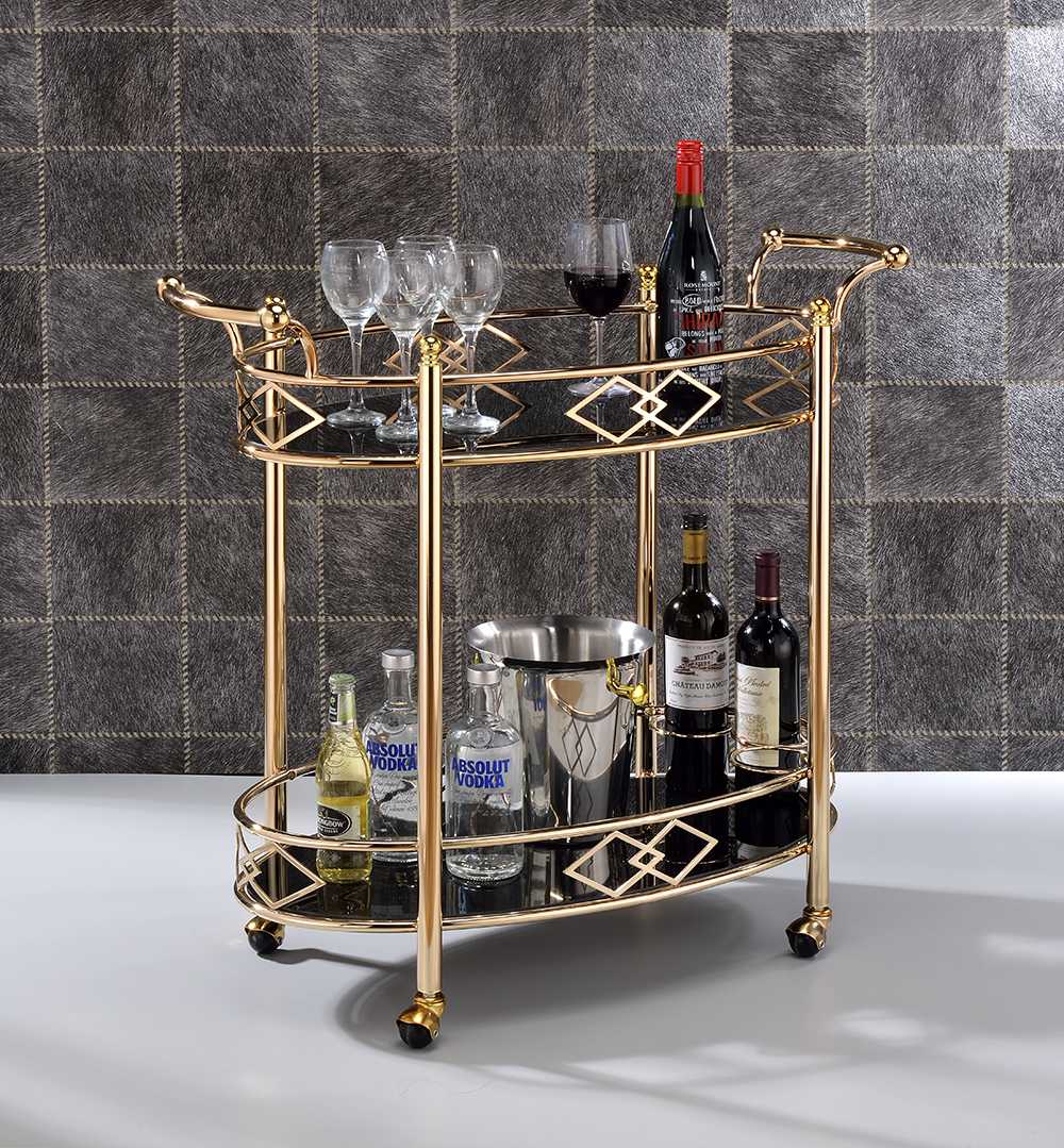 35" X 16" X 32" Gold Metal Serving Cart