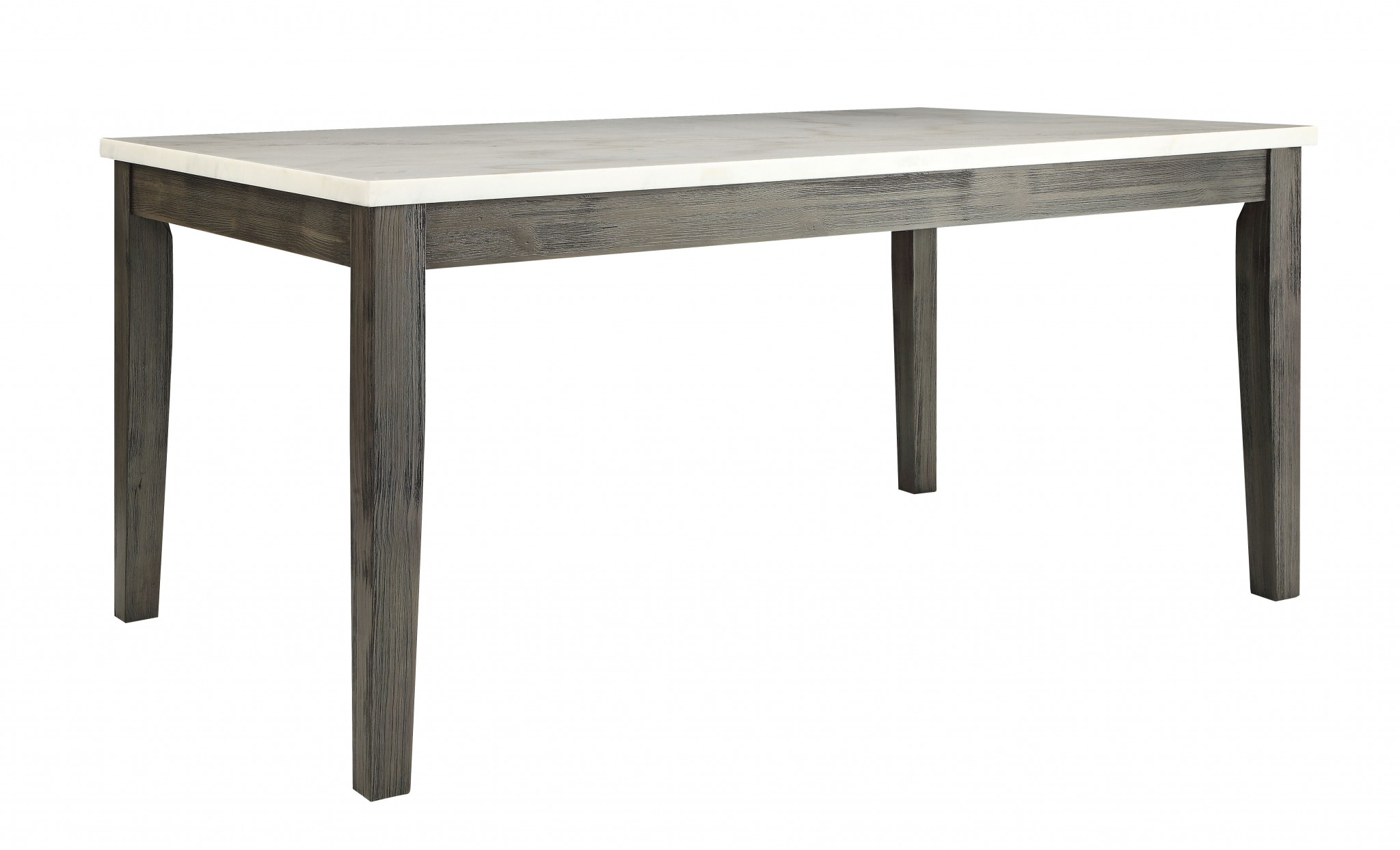 64"" X 38"" X 30"" White Marble And Gray Oak Dining Table