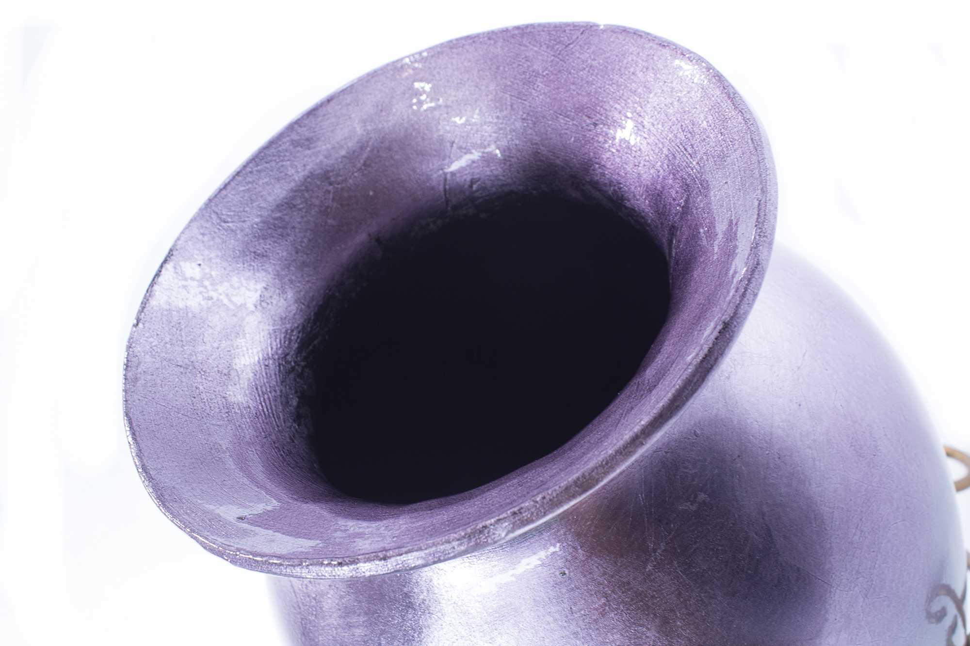 12.75" X 12.75" X 30.75" Purple And Aqua Ceramic Ombre Lacquered Ceramic Vase