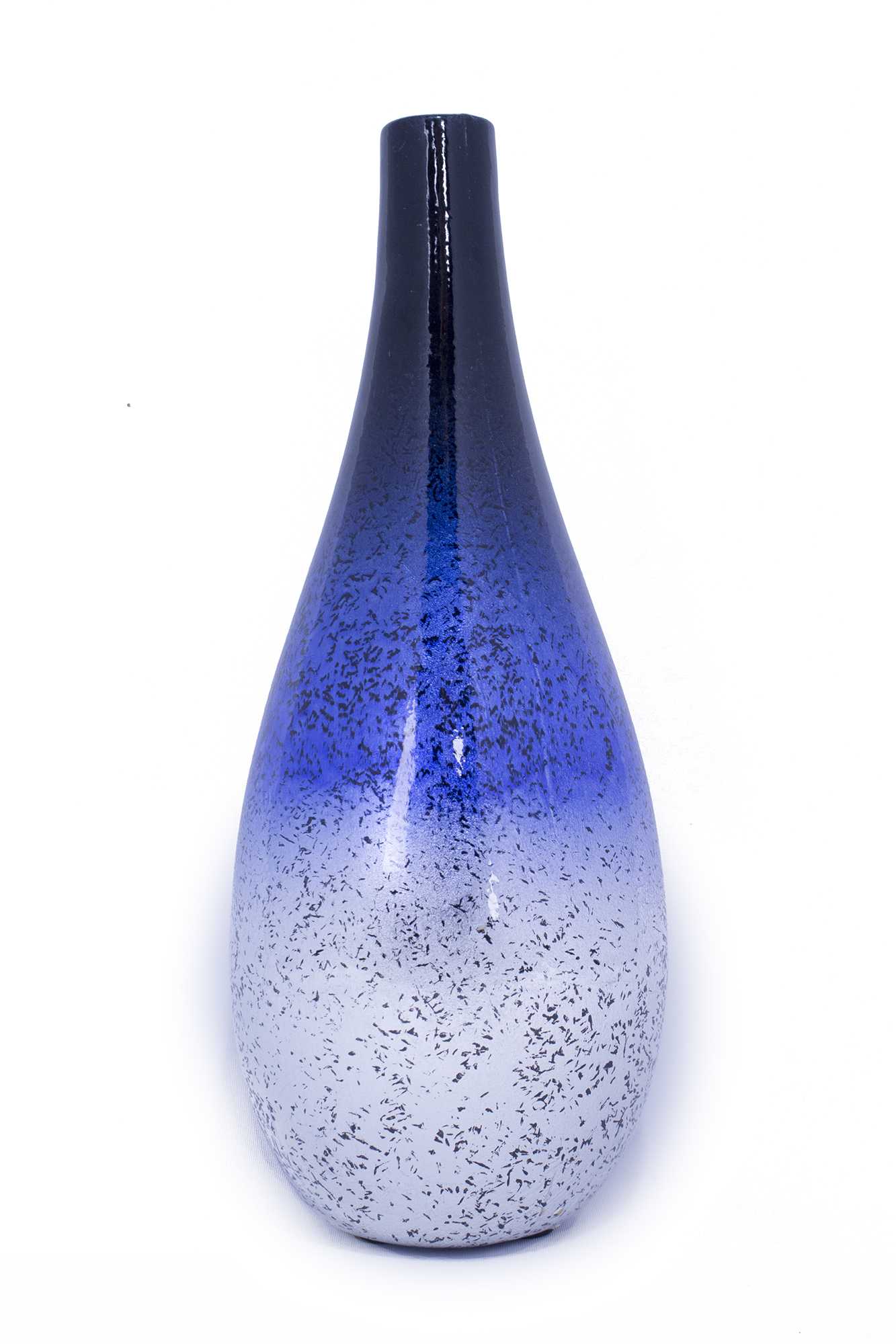 14" X 9.75" X 16" Blue And Silver Ceramic Piece Vase Set