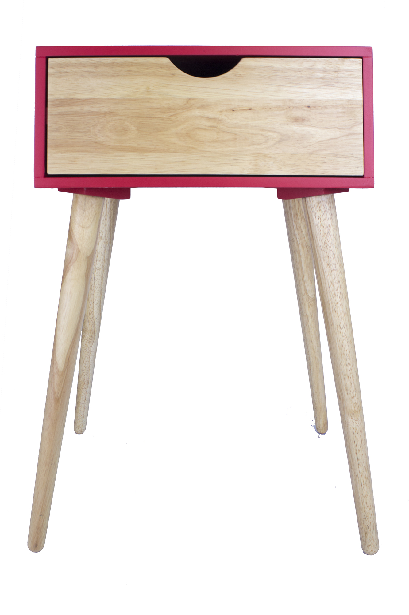 16" X 12" X 24" Red MDF Wood End Table with Drawer