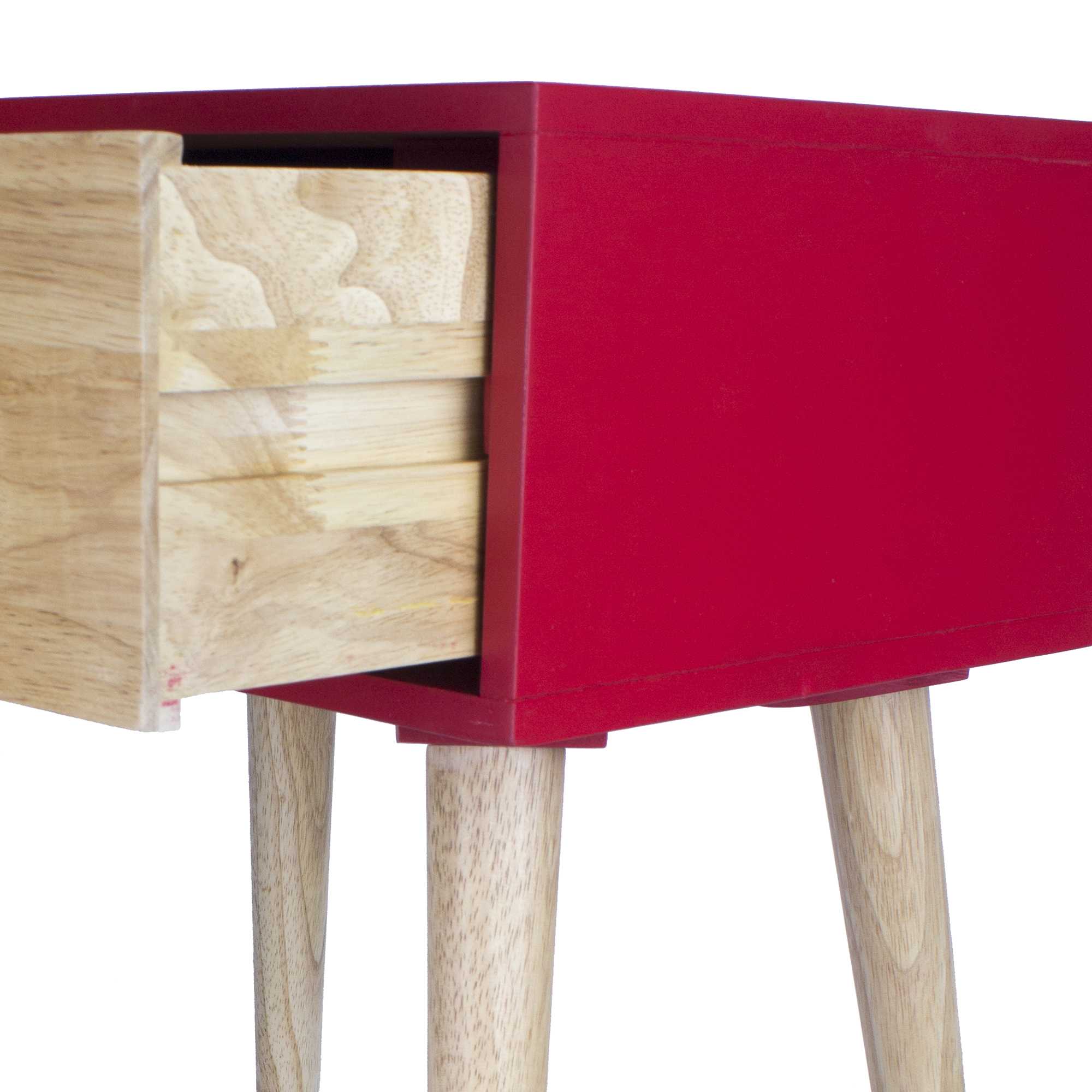 16" X 12" X 24" Red MDF Wood End Table with Drawer