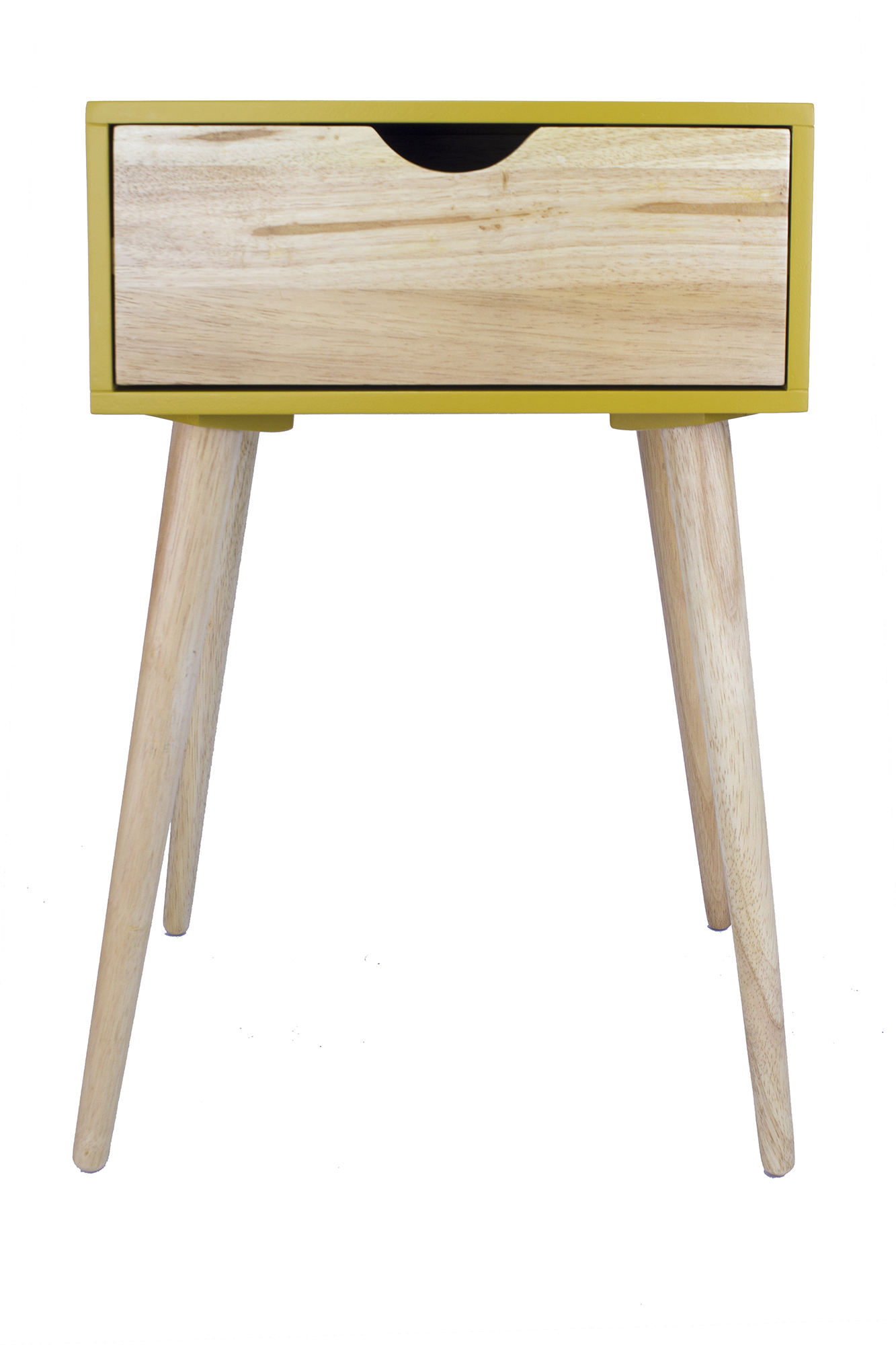 16" X 12" X 24" Yellow MDF Wood End Table with Drawer