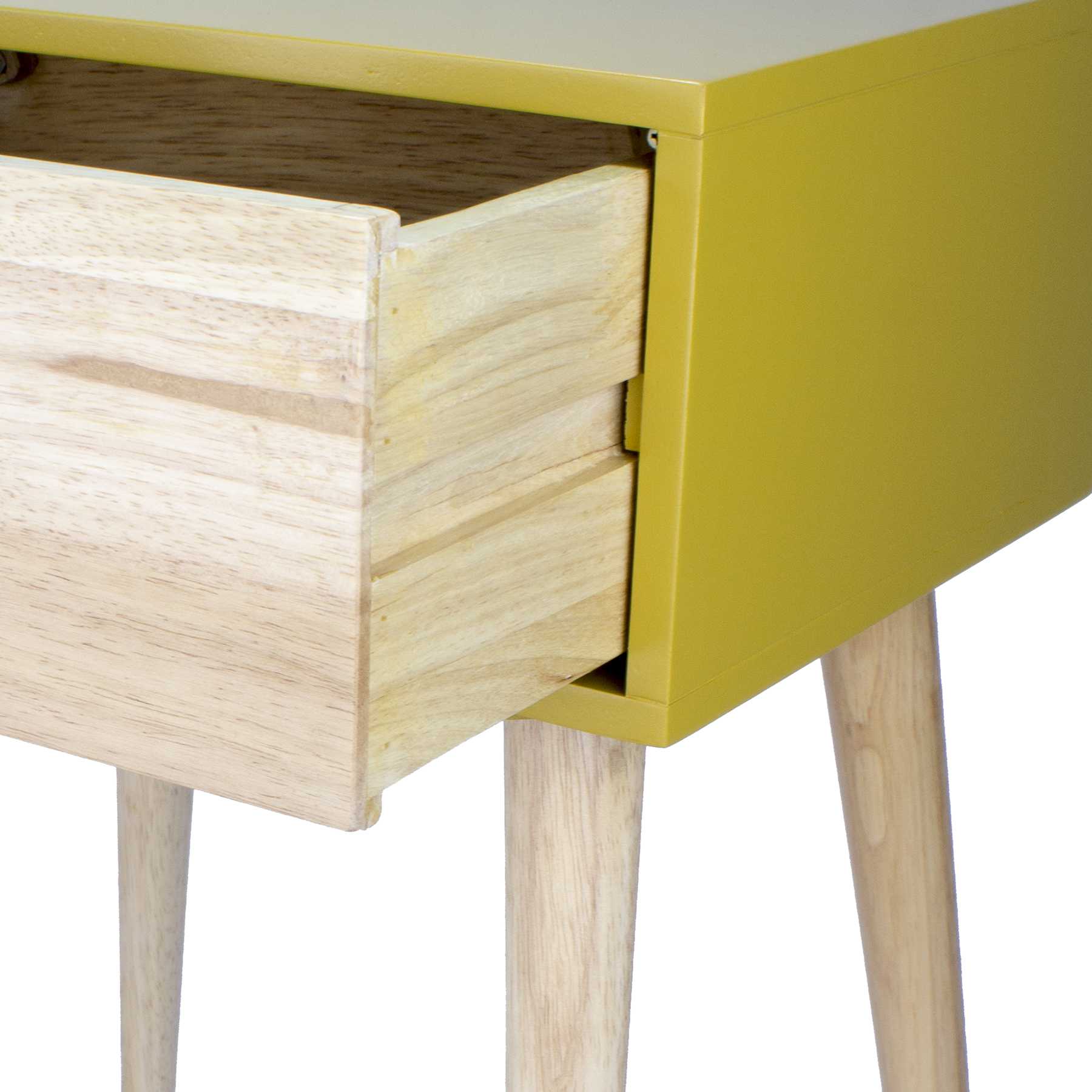 16" X 12" X 24" Yellow MDF Wood End Table with Drawer