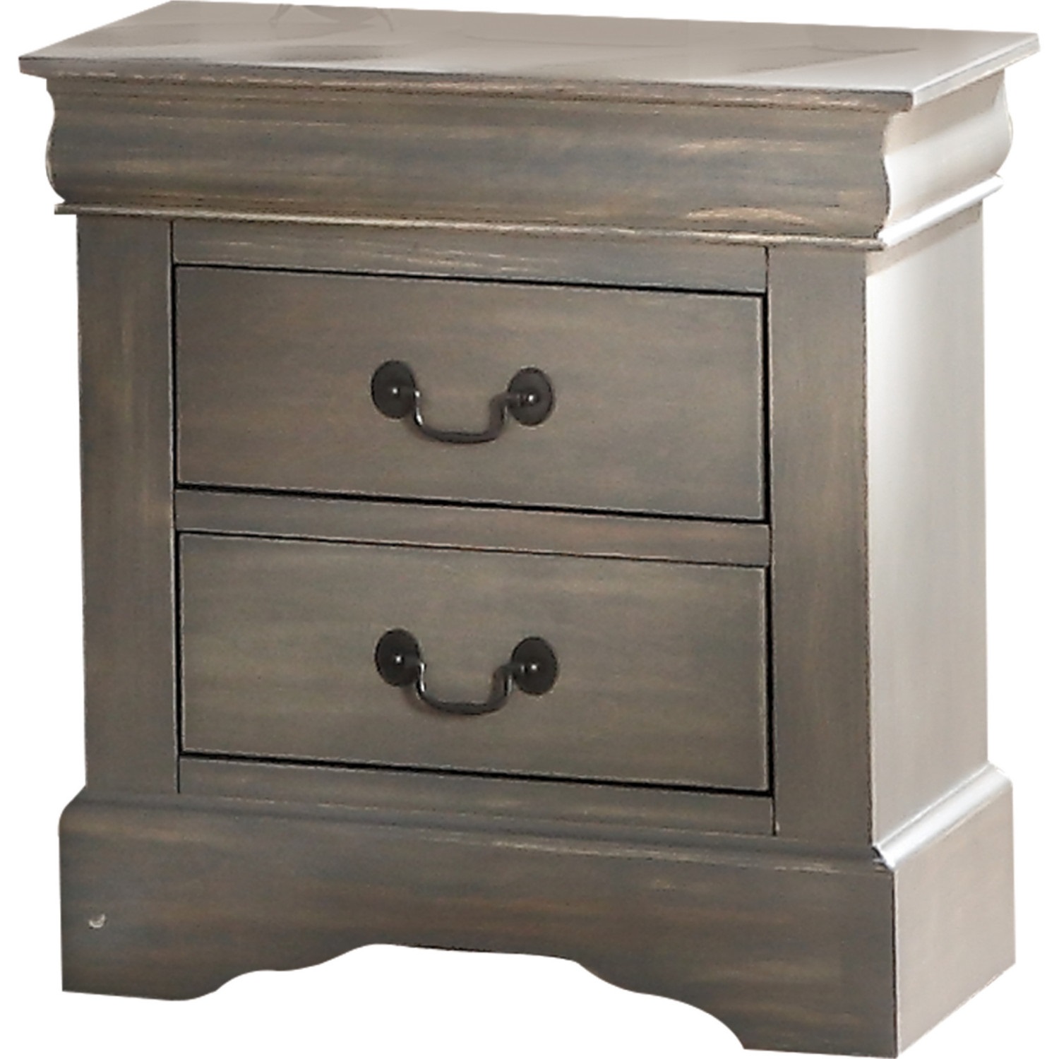 15.67" X 21.65" X 23.54" Antique Gray Wooden Nightstand