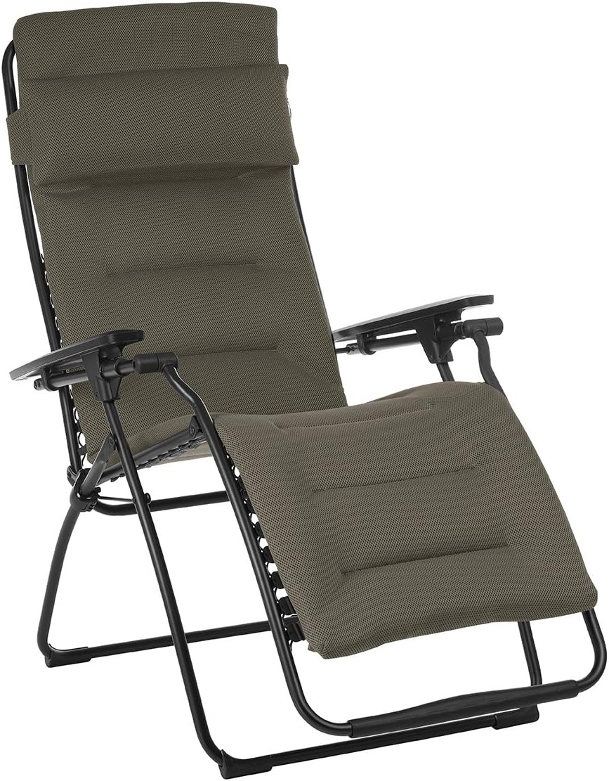 26" Taupe and Black Metal Zero Gravity Chair with Taupe cushion-320603-1