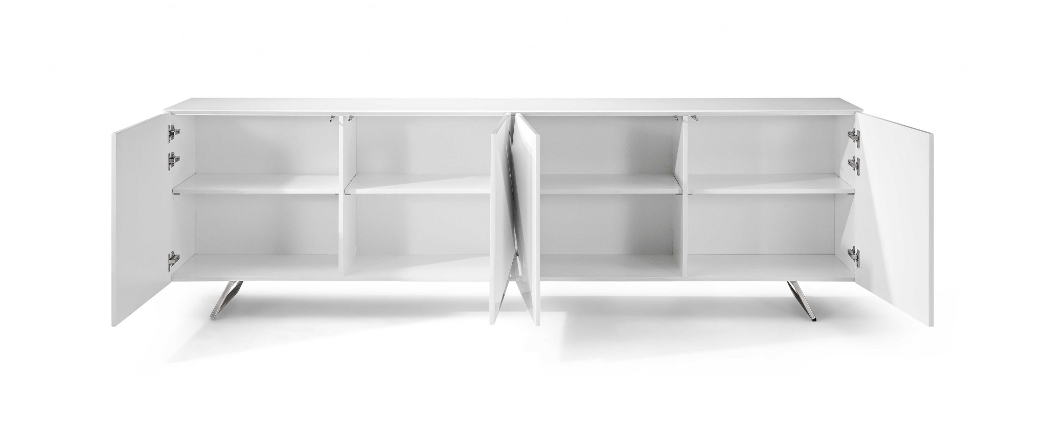 94" X 18" X 29" White Glass Buffet