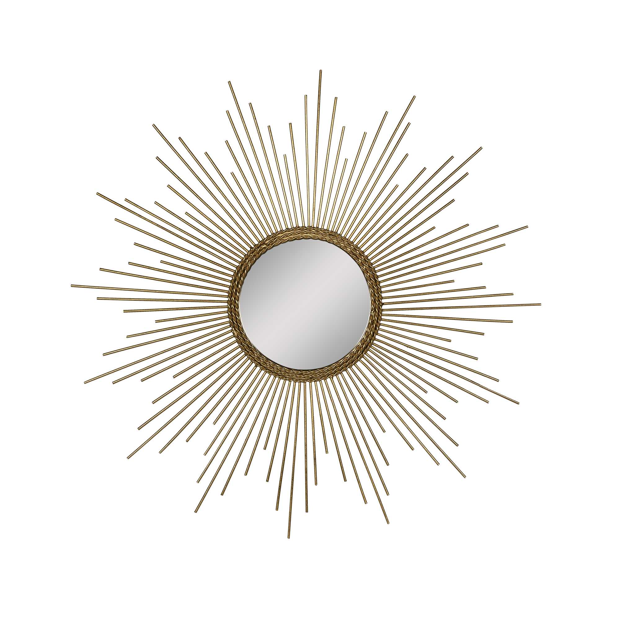 26" Round Gold Metal Sunburst Framed Wall Mirror