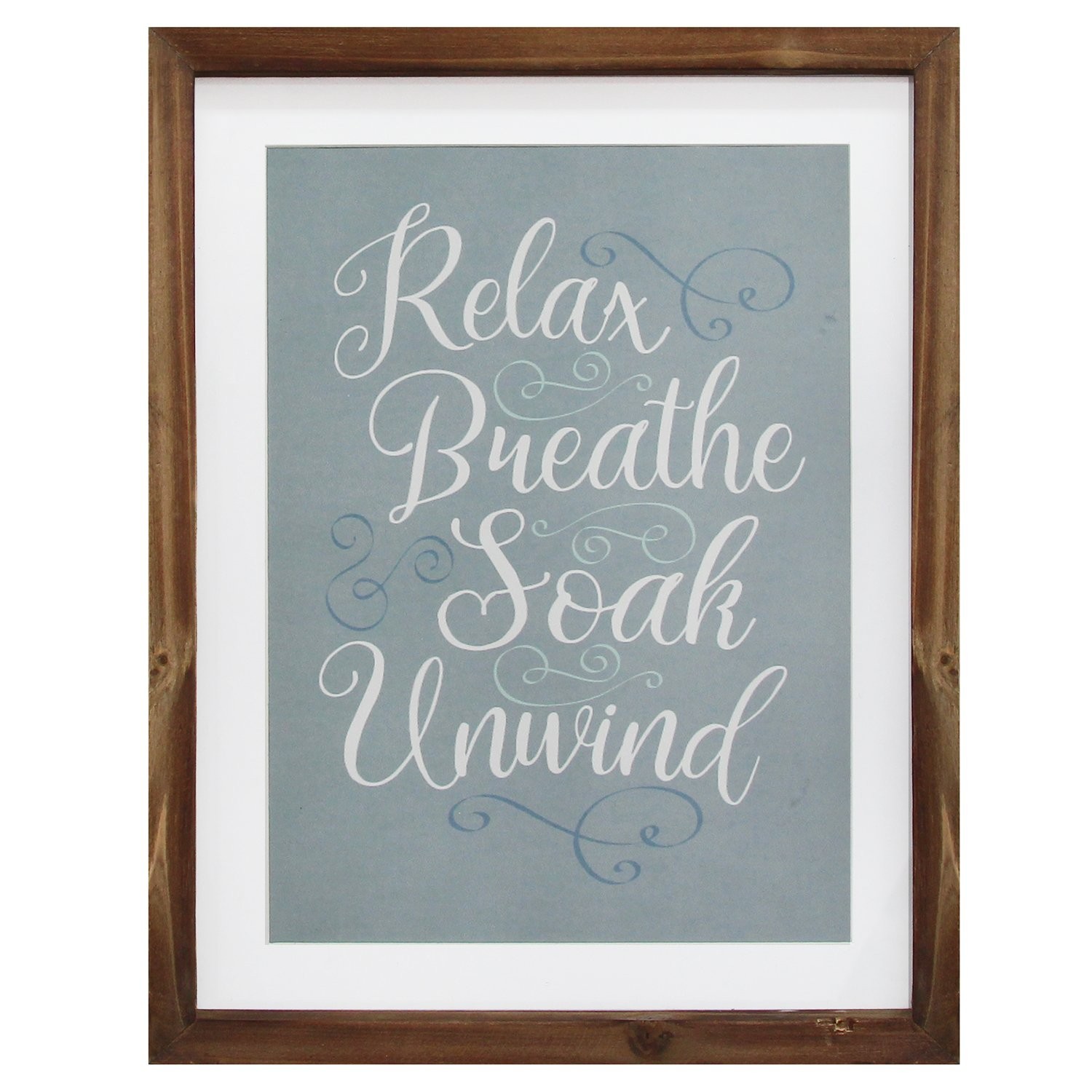 Natural Wood "Relax Breathe Soak Unwind" Bath Decor