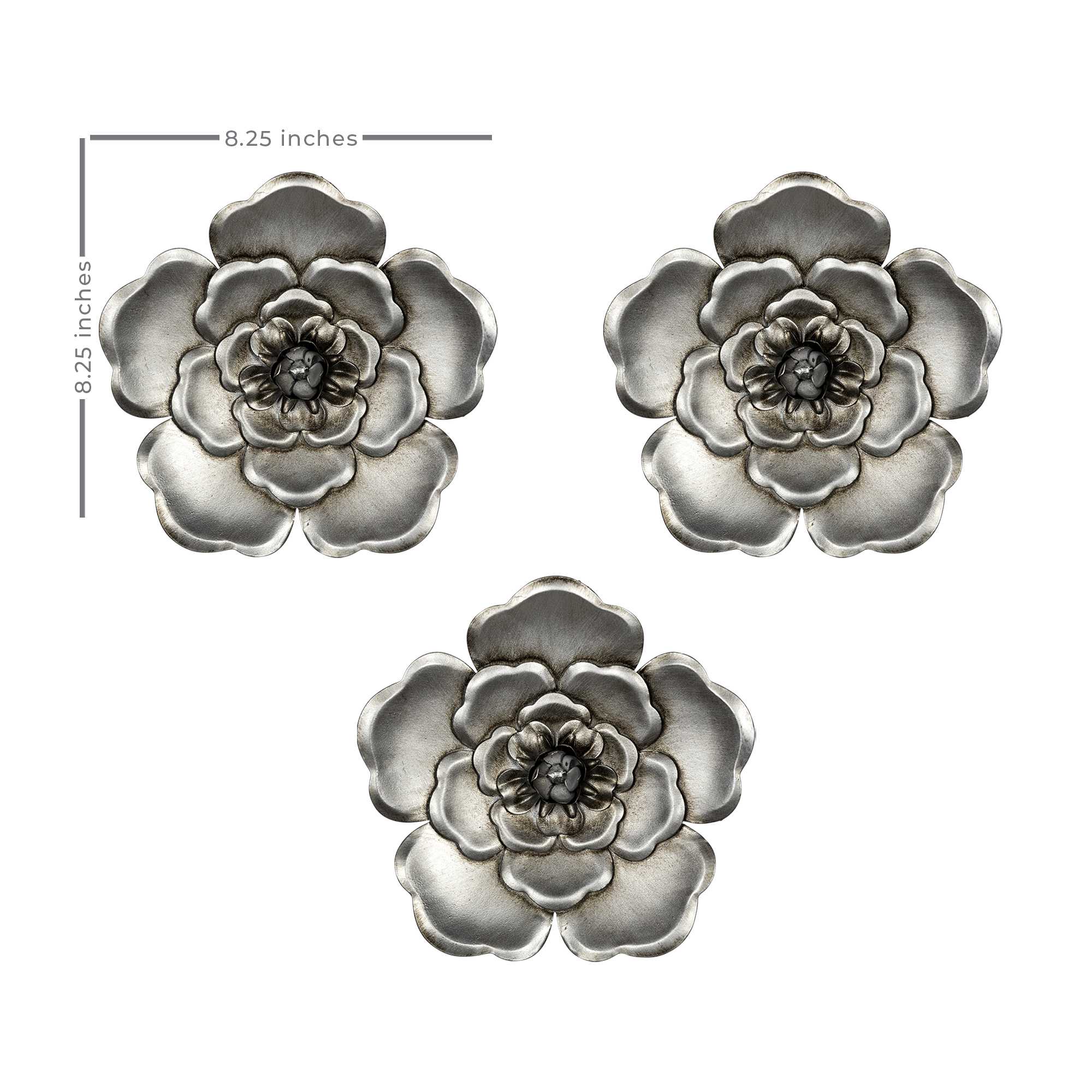 Alluring Silver Metal Wall Flowers